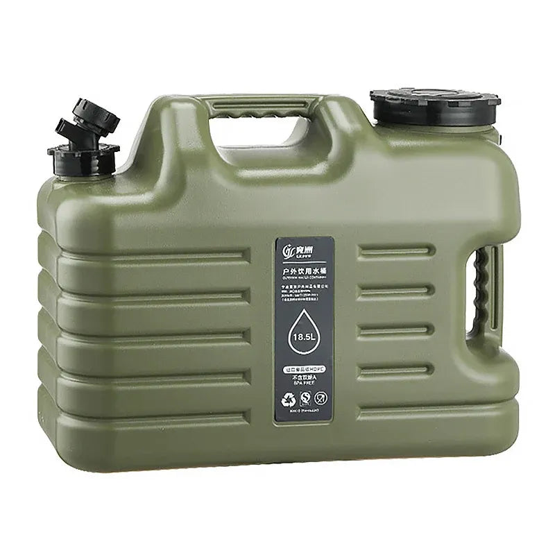 Outdoor Camping Water Storage Bucket with Faucet Portable Square Drinking Tank - 18L